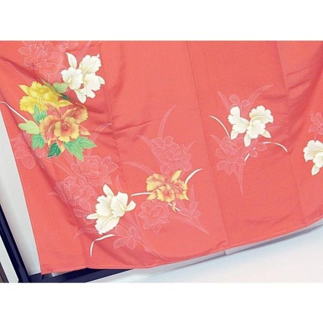 附下げ】袷着物 カトレア／160cm前後ベスト☆朱赤【美品】 - メルカリ