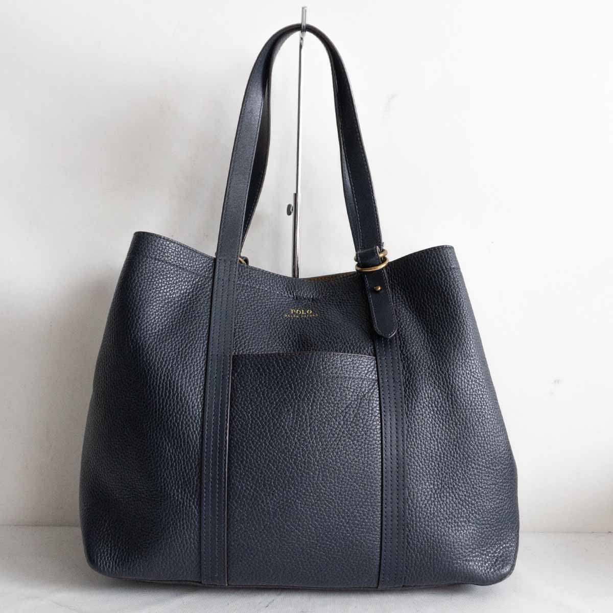 高級品】POLO RALPH LAUREN【レザートート バッグ】ネイビー 高級品】POLO RALPH LAUREN【レザートート バッグ】ネイビー