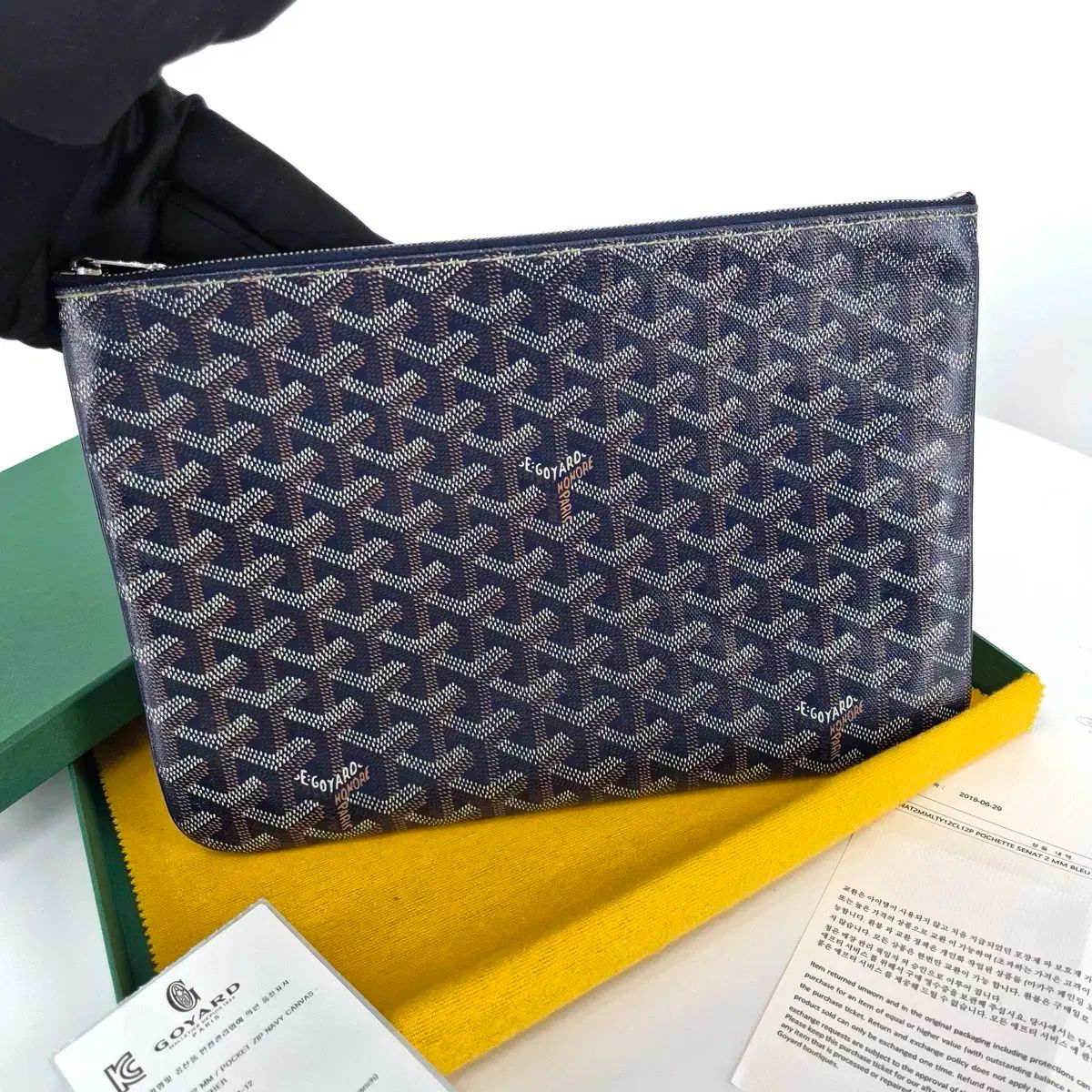 100 %本物 Goyard ゴヤール セナ クラッチバッグ MM ネイビー