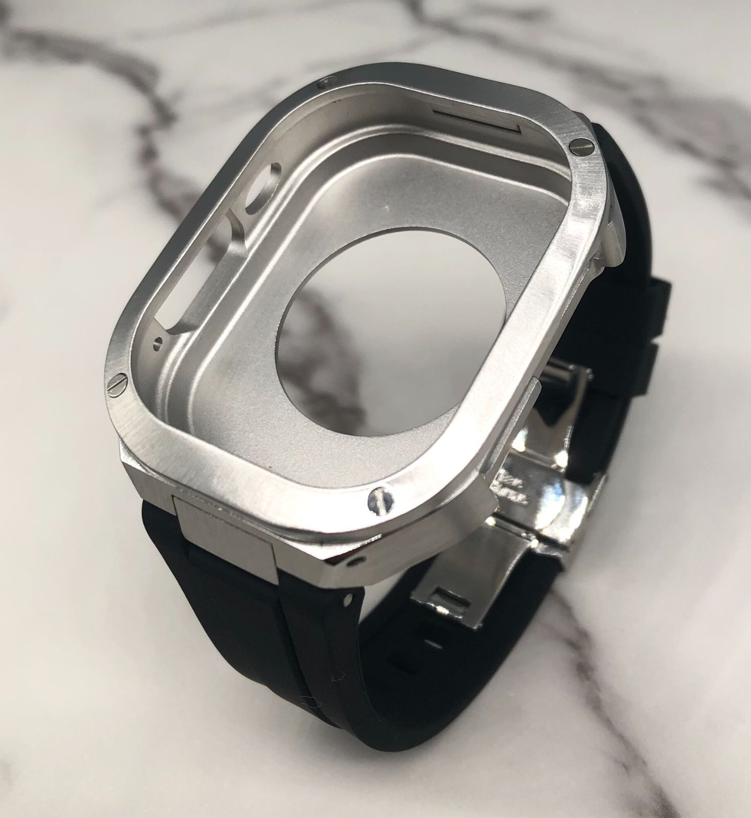 49mm★Apple Watchバンド ラバーベルト カバー ステンレス SY