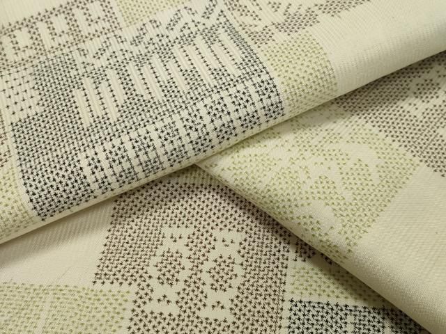 平和屋着物○本場大島紬 白大島 名匠たかし 9マルキ エ霞文 証紙