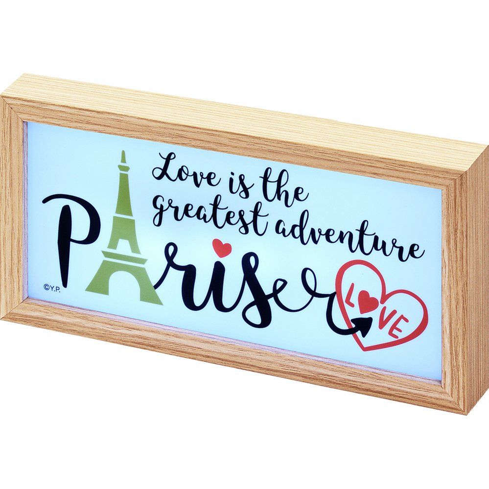 アートフレーム LED 木製ボックスフレーム 〜ヒーリング シリーズ〜「パリ ラブ（ロング）」/インテリア 額入り 額装込 風景画 油絵 ポスター アート アートパネル リビング 玄関 プレゼント