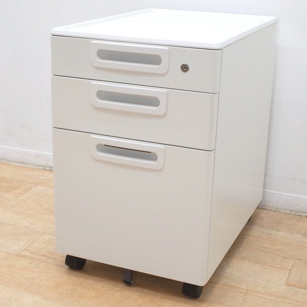 PLUS プラス 3段ワゴン RY-046SC-3-WH ホワイト 収納ワゴン デスクワゴン 引き出し サイドキャビネット EG18011 オフィス家具