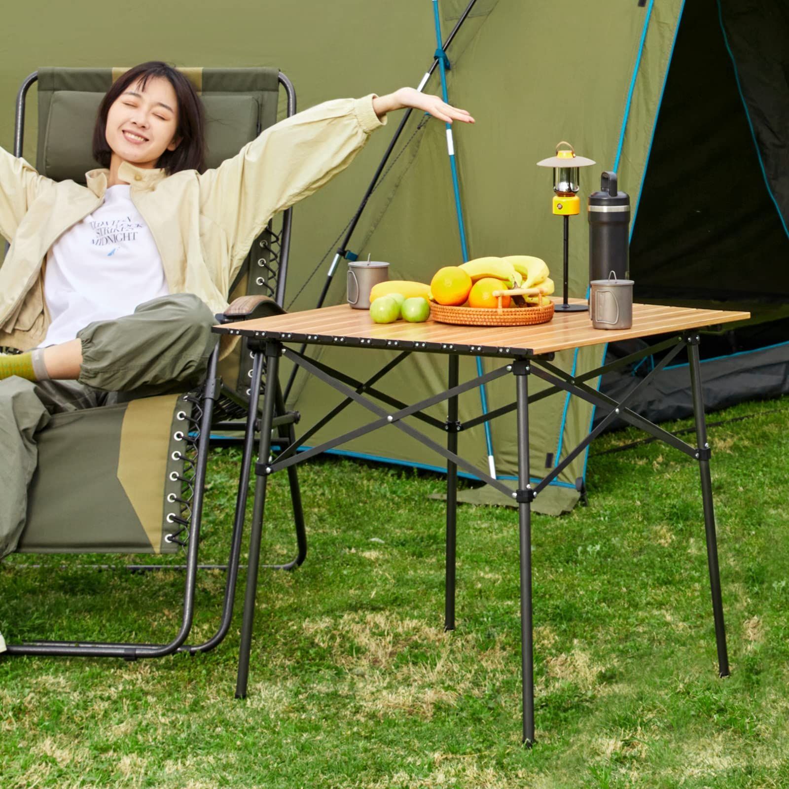 TIMBER RIDGE アウトドアテーブル 折りたたみ 70*70*70cm