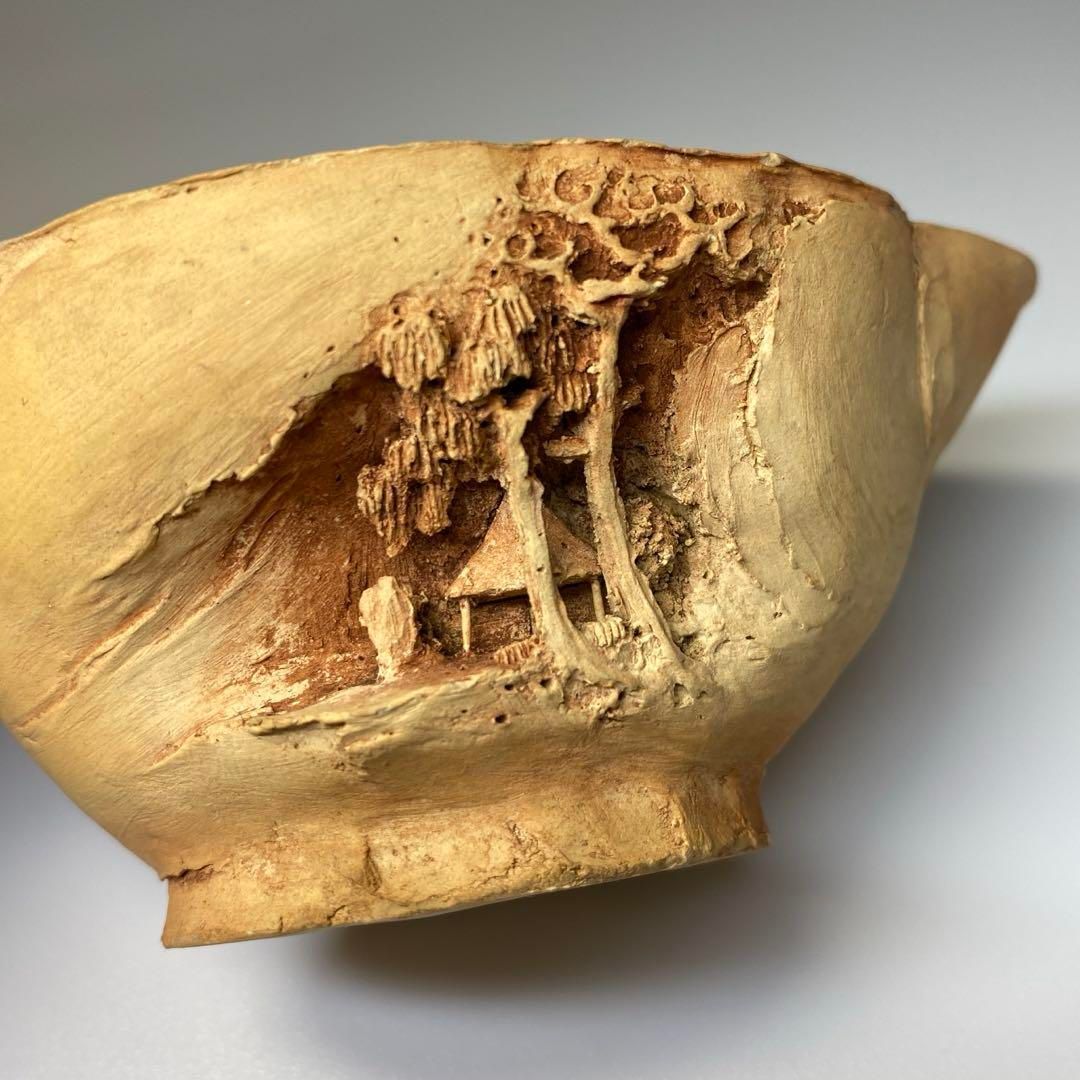 時代 二六焼 極上彫煎茶器セット 木箱付 東Y6-0813☆