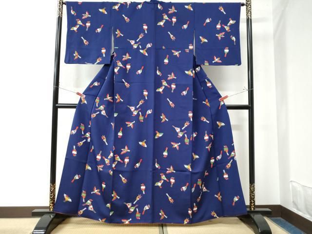 平和屋着物○上質な小紋 型染め 尾長鳥 正絹 逸品 CAAW8000 - メルカリ