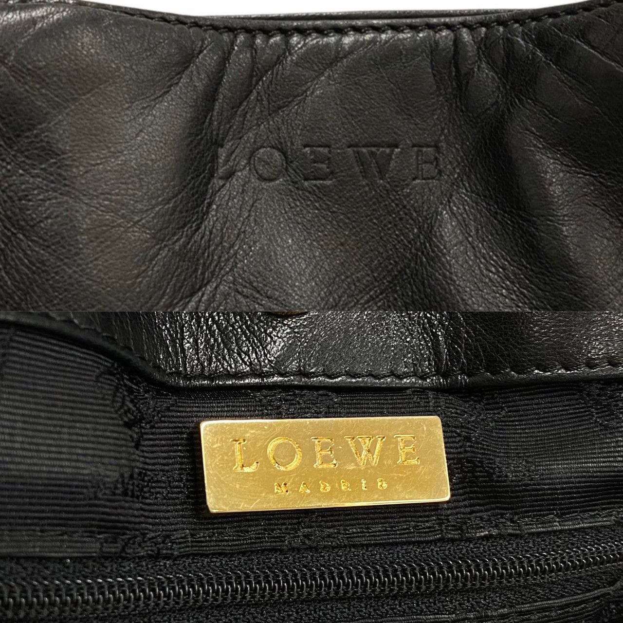 極 美品 希少品 LOEWE ロエベ ロゴ ナッパレザー 本革 ハンドバッグ