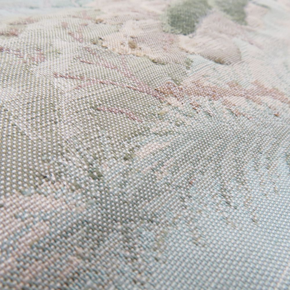 袋帯 洒落袋帯 紬帯 兼六園文様 お太鼓柄 薄緑x灰色x正絹 仕立て