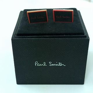Paul Smith ポールスミス カフリンクス ロゴ シルバー/レッドカラー 