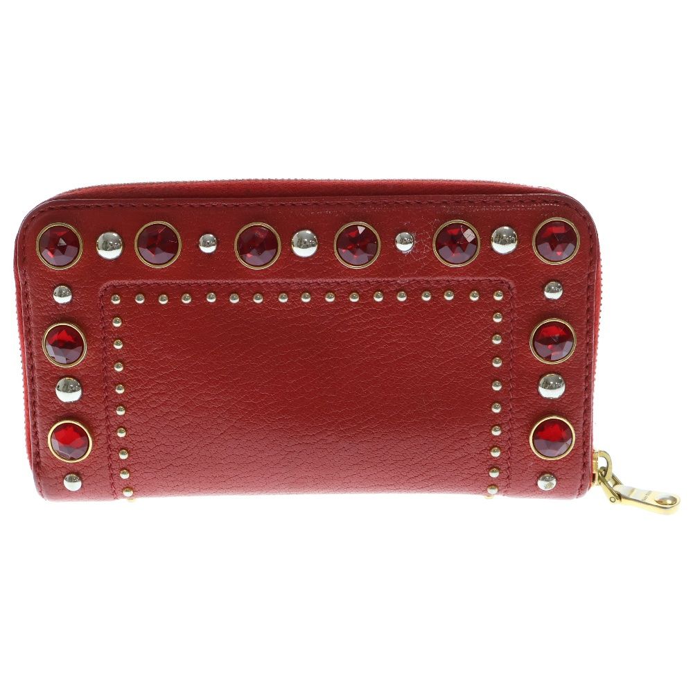 miumiu新品スタッズラウンドファスナーウォレット ミュウミュウ長財布