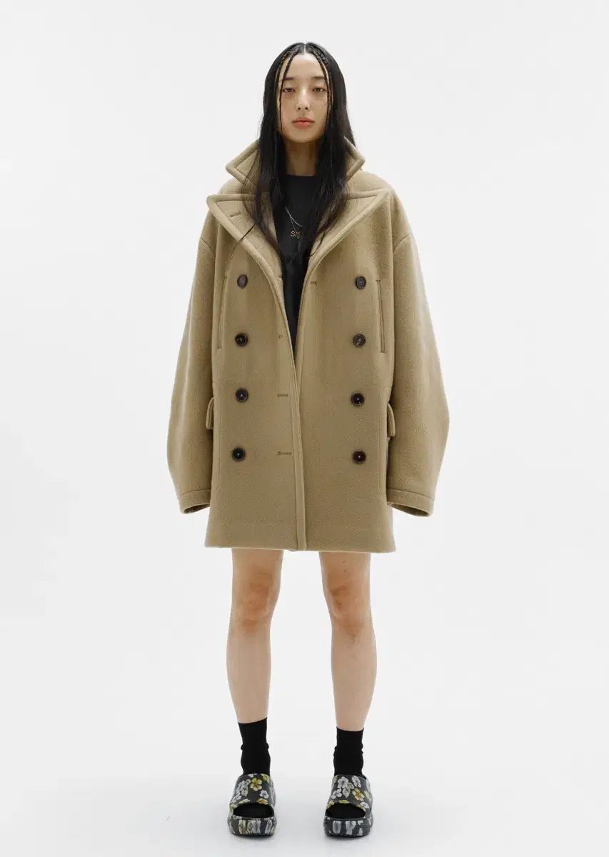 S E O seo s e o エスイーオー 特大 ヘビーウール ダブルボタン ピーコート 黒 SIROKUMA-CORPORATION_COM