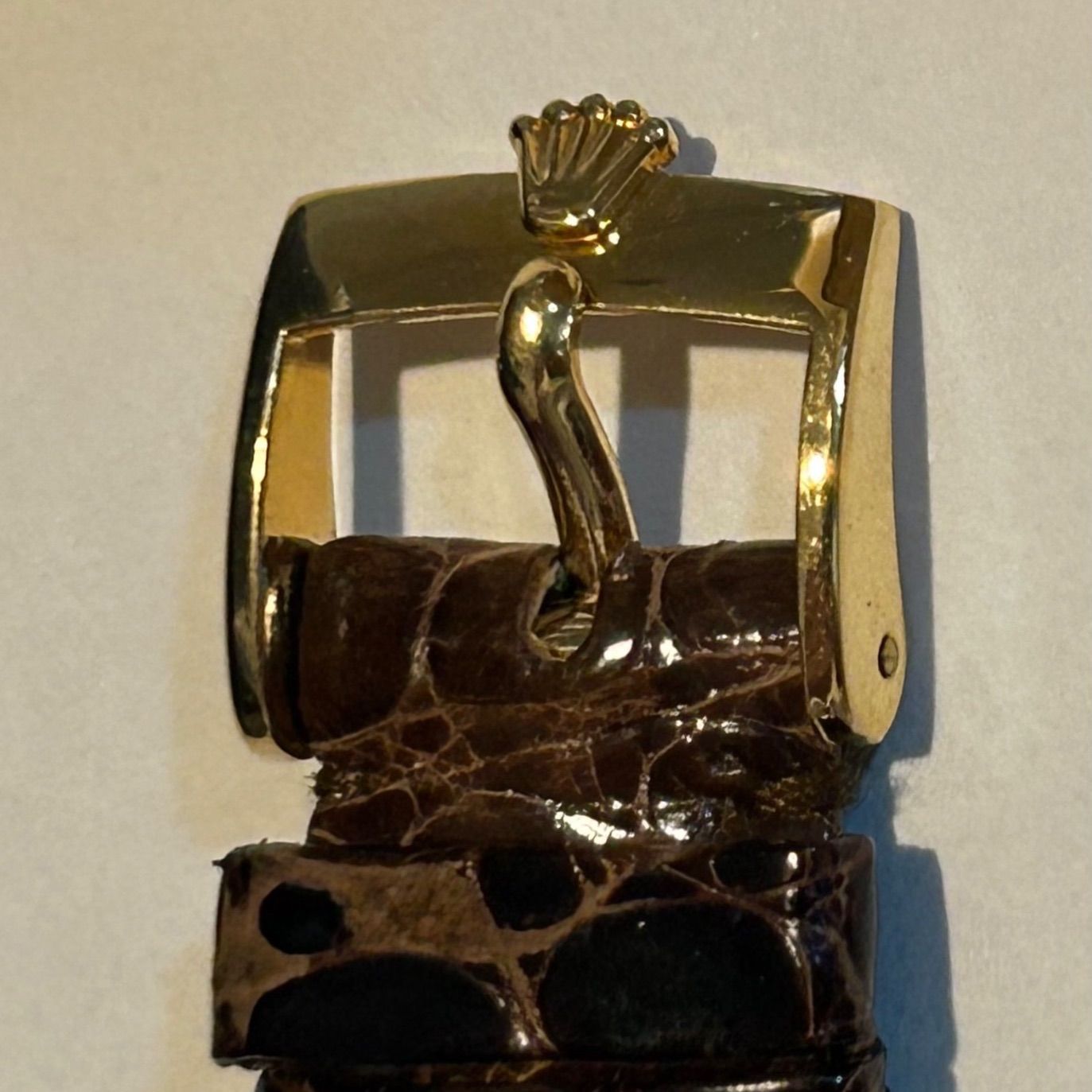ロレックス ROLEX 純正 ヴィンテージ クロコダイル ベルト 金メッキ尾錠付 ゴールドバックル 尾錠 金 ゴールド