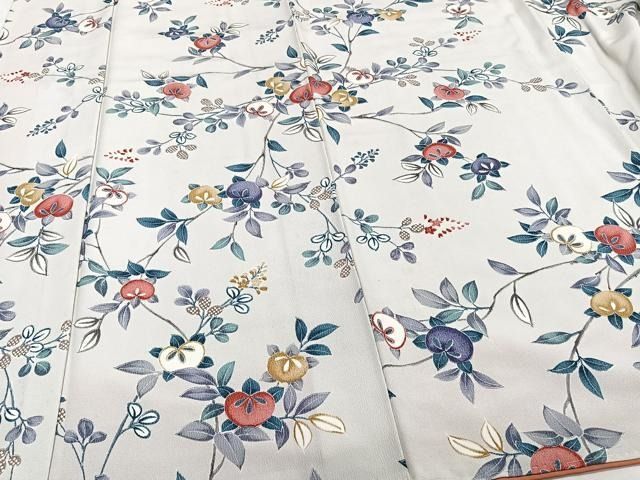 花美人■上質な小紋　間道　暈し染め　逸品　未使用　ox0741 平和屋着物□上質な小紋 枝花文 暈し染め 正絹 逸品 AAAZ6079cs