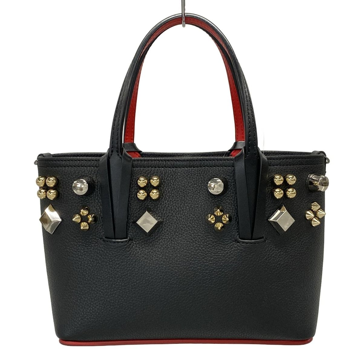 CHRISTIAN LOUBOUTIN クリスチャンルブタン トートバッグ カバタ E|W ミニ 黒 スタッズ レザー
