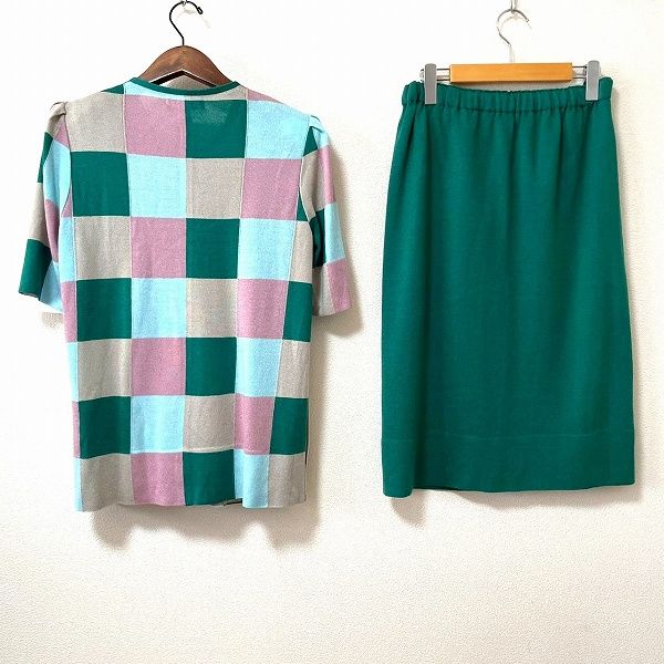 snc サイトウトヨコ 斉藤都世子 セットアップ 緑 水色 ピンク系 半袖 花 柄 レディース 967093