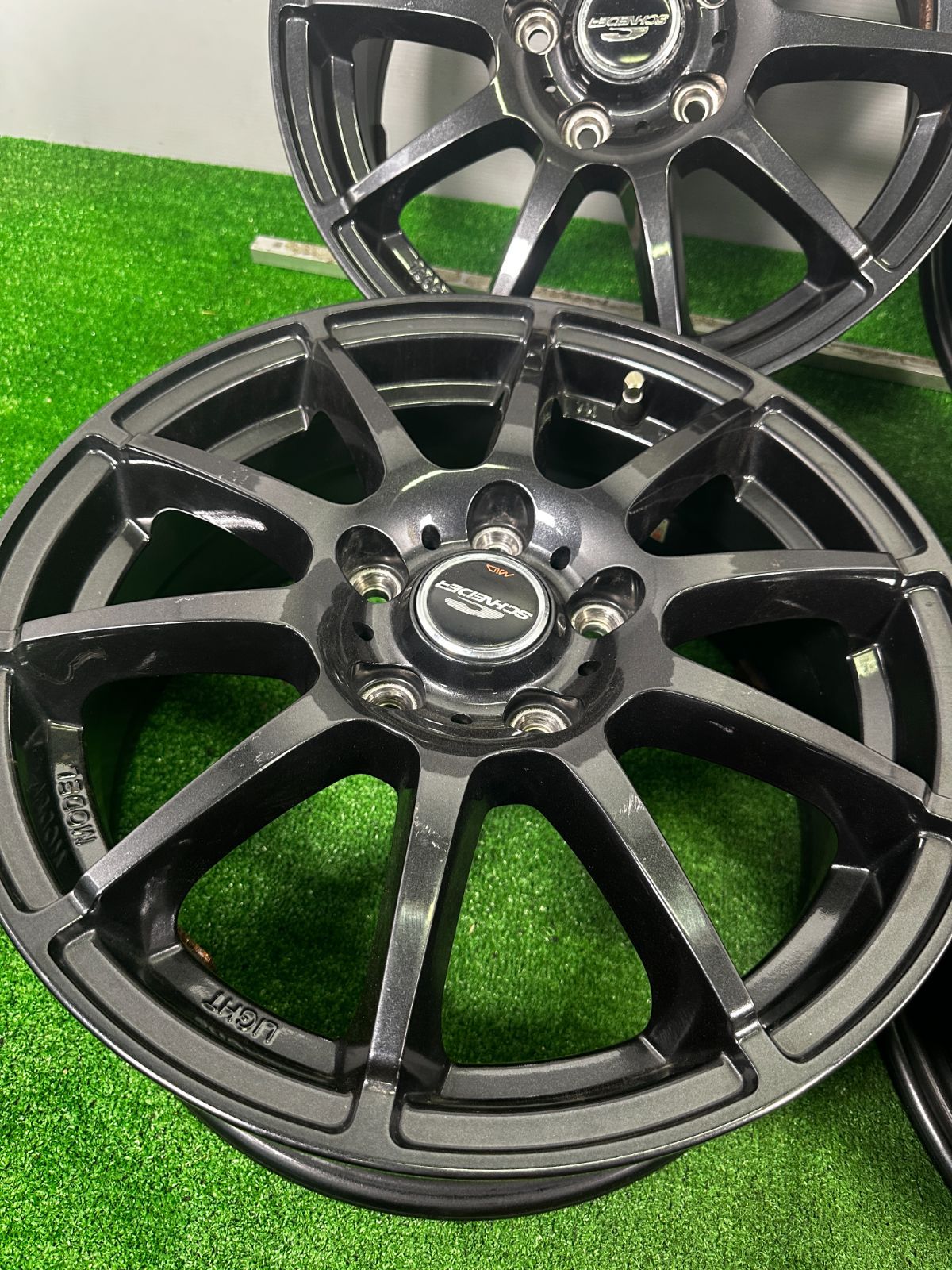 【福島発】16x6.5J +48 5穴 100◆SCHEDER A-TECH◆アルミホイール ４枚価格【送料無料】FUK-4233★86 インプレッサG4 ☆送料無料☆SCHNEIDER 16x6.5J 5H 100 +48 φ67 4本⁄中古社外