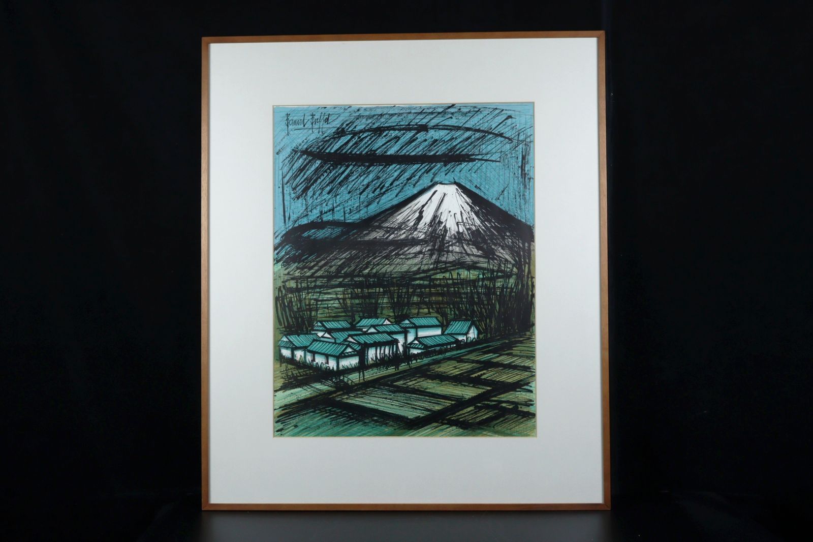 ベルナール・ビュッフェ 「富士山」 リトポスター 1980年 唐物 骨董 古
