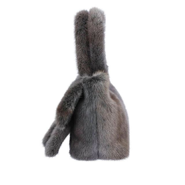 大きなリボンの ミンク ファー ハンドバッグ リボン 取り外し可能