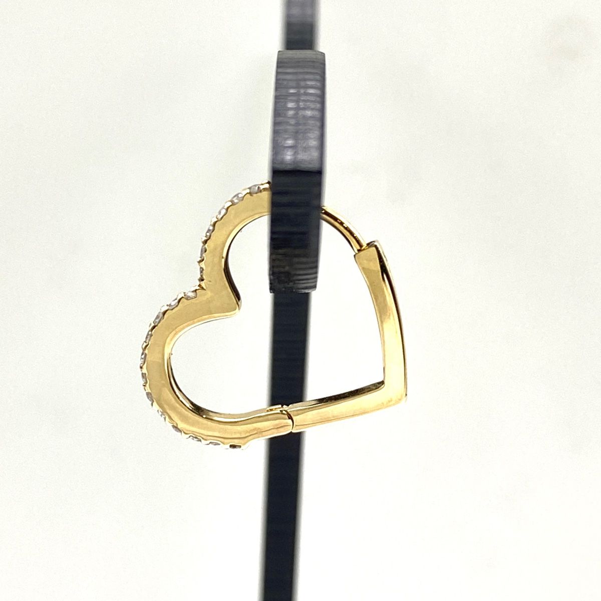 ハートモチーフ デザインピアス YG イエローゴールド フープ ピアス K18 ダイヤモンド レディース