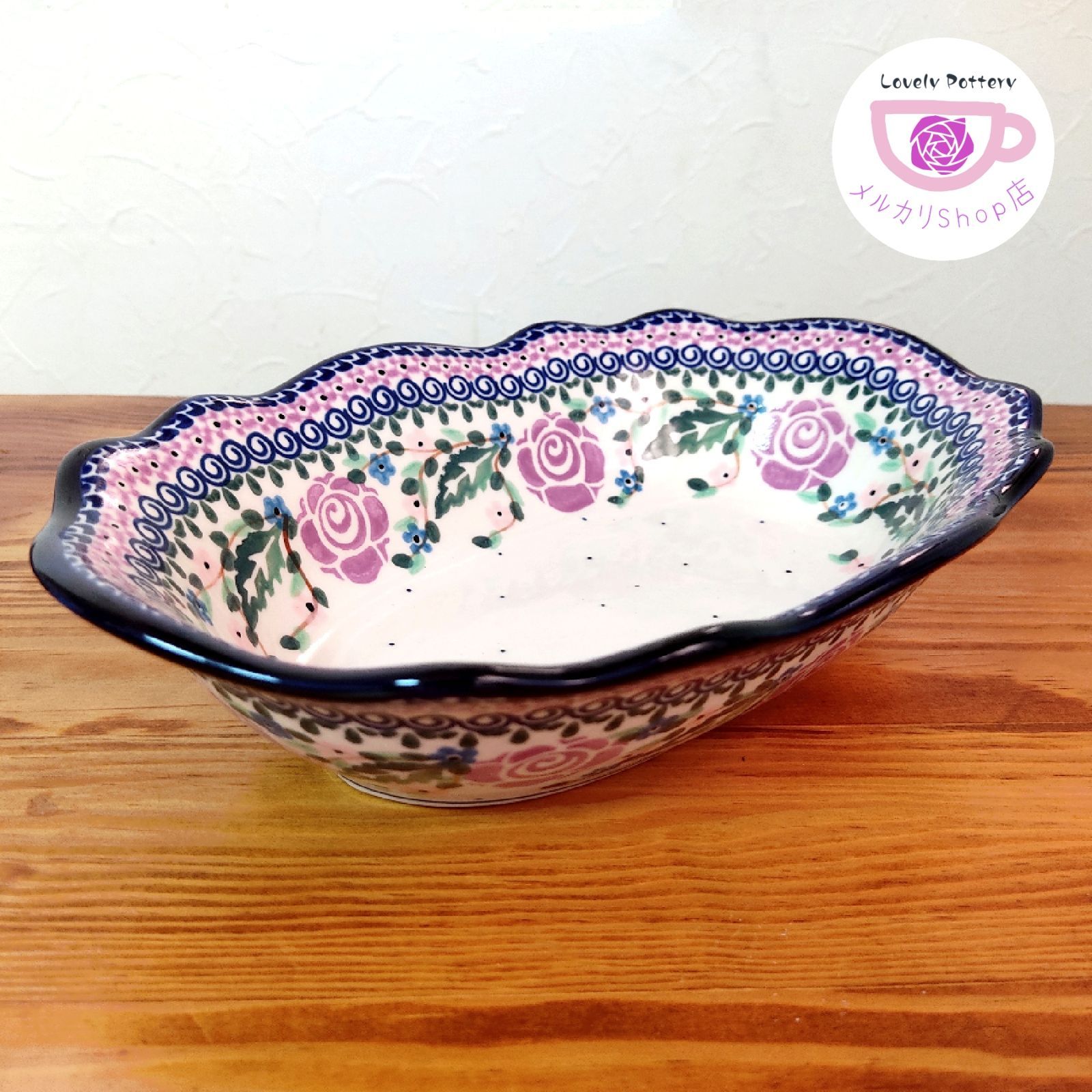 ポーリッシュポタリー ミレナ社 紫のバラ ティーポット 食器