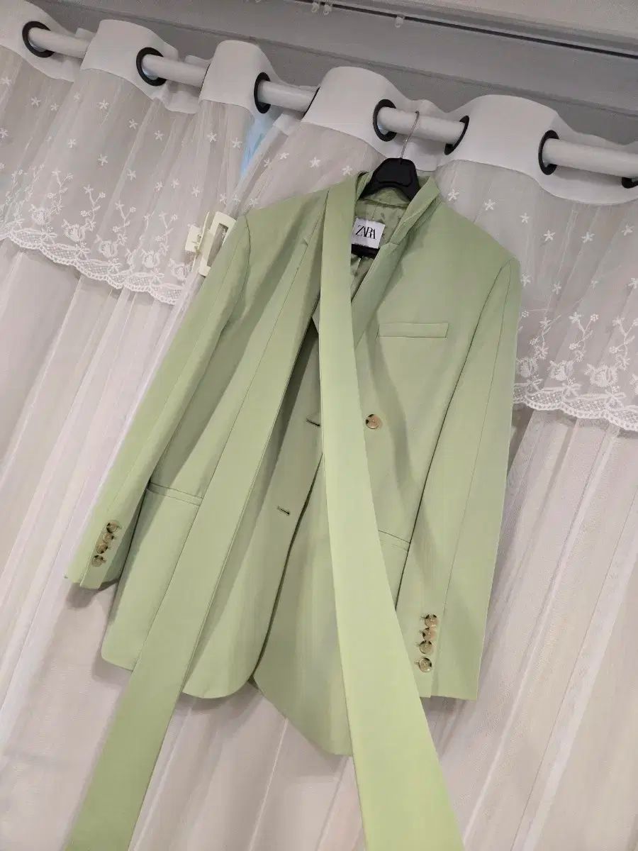 ZARA ザラ ミント 緑 リボン ブレザー