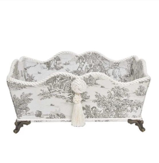 ジェニファーテイラー・脚付小物入れ・Toile de Jouy