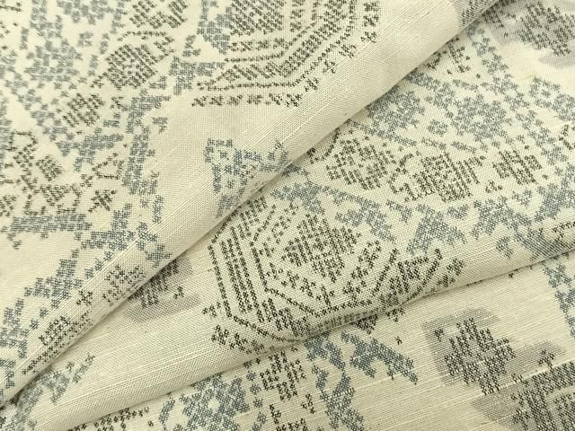 平和屋着物▽紬 単衣 吉祥花文 AABB2167fy