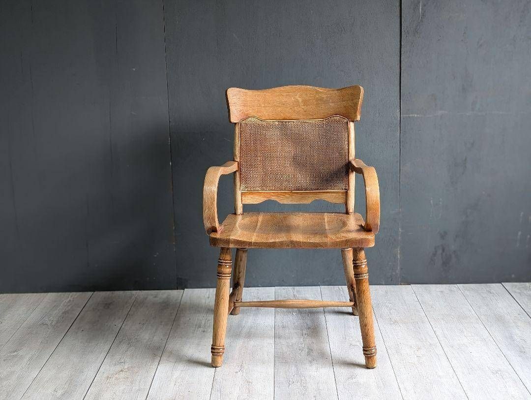 ナラ材 楢材 剥離家具 ストリップド家具 柏木工 アームチェア ラタン NZ