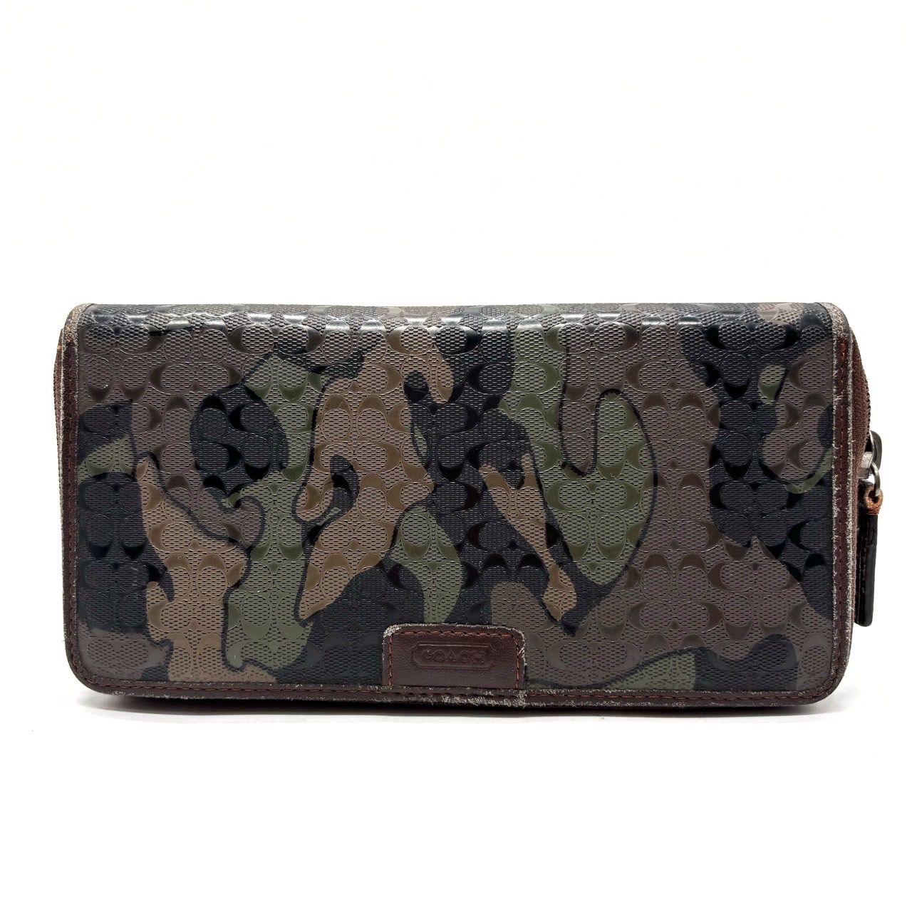 COACHメンズシグネチャー迷彩柄レザー長財布