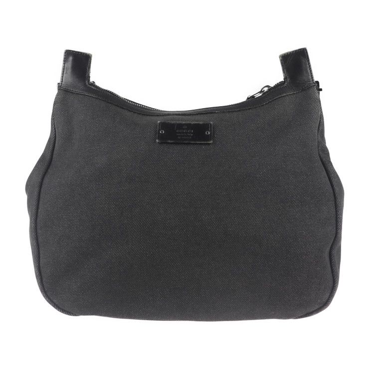 GUCCI グッチ ショルダーバッグ 90762 キャンバス レザー ブラック