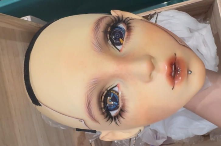 ハーフマスク カツラなし 眼球付き NO.162 ドール ヘッドロリータ人形 コスプレ マスク 仮装 着ぐるみ 二次元美少女