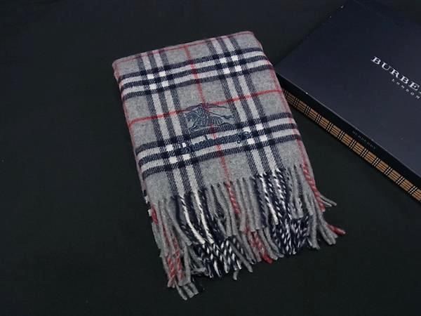 ♥ Burberrys バーバリーズ ノバチェック ウール100％ ブランケット ひざ掛け メンズ グレー系 FL9561