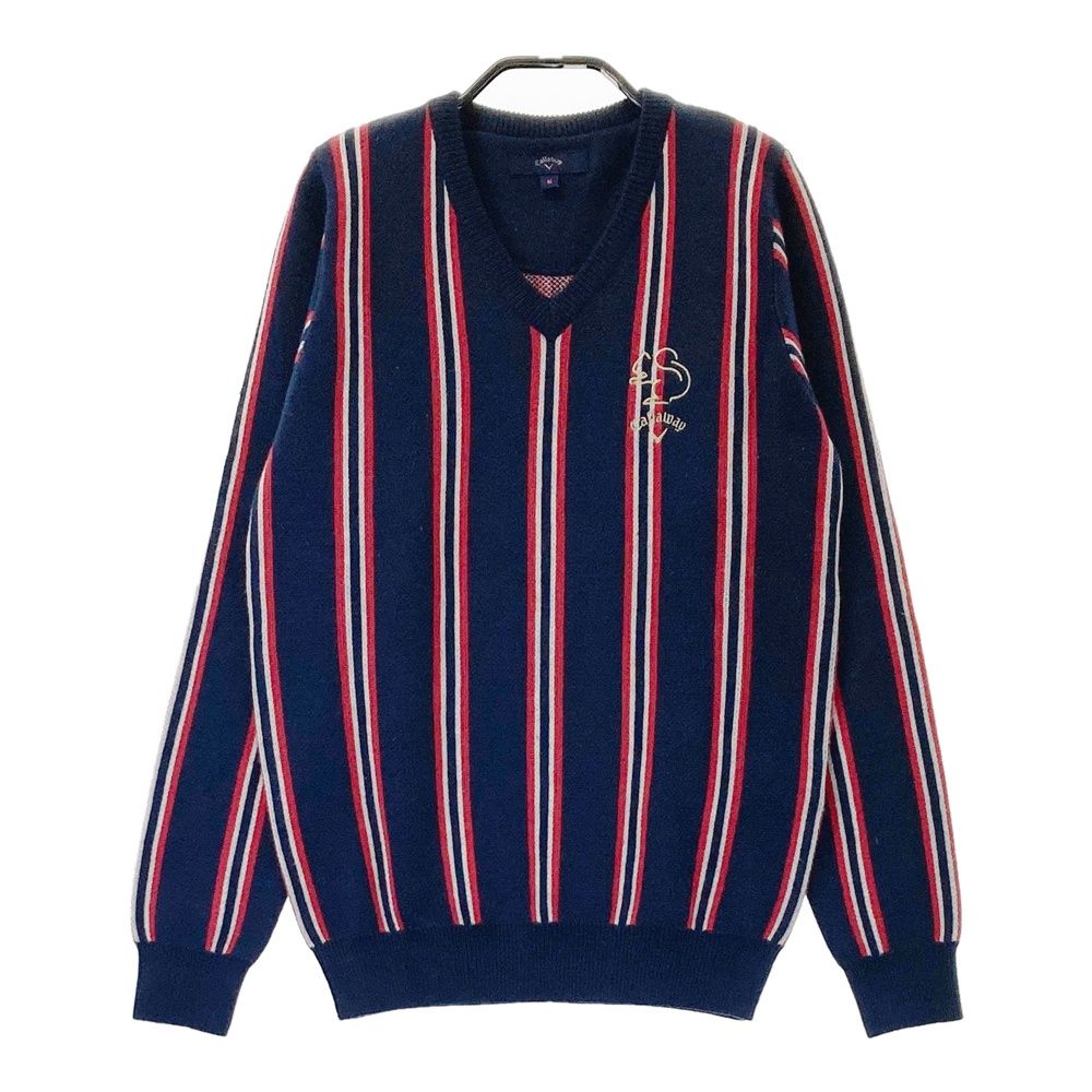 サイズ：M CALLAWAY キャロウェイ ロゴ刺繍入り 長袖ニットセーター