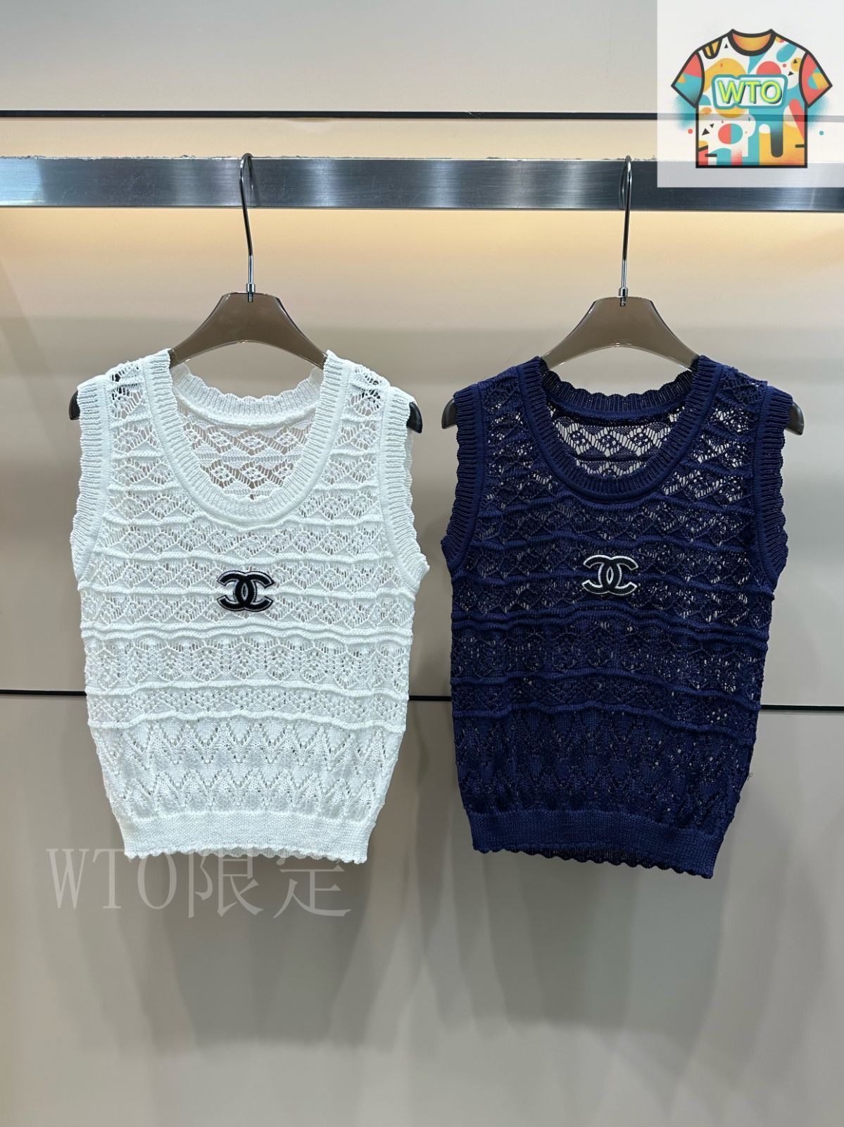 今日特価】Chanel 2025 夏季新款 透かし彫りダブル C ニット