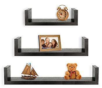 (Espesso) - Greenco Set of 3 Floating U Shelves Espresso Finish