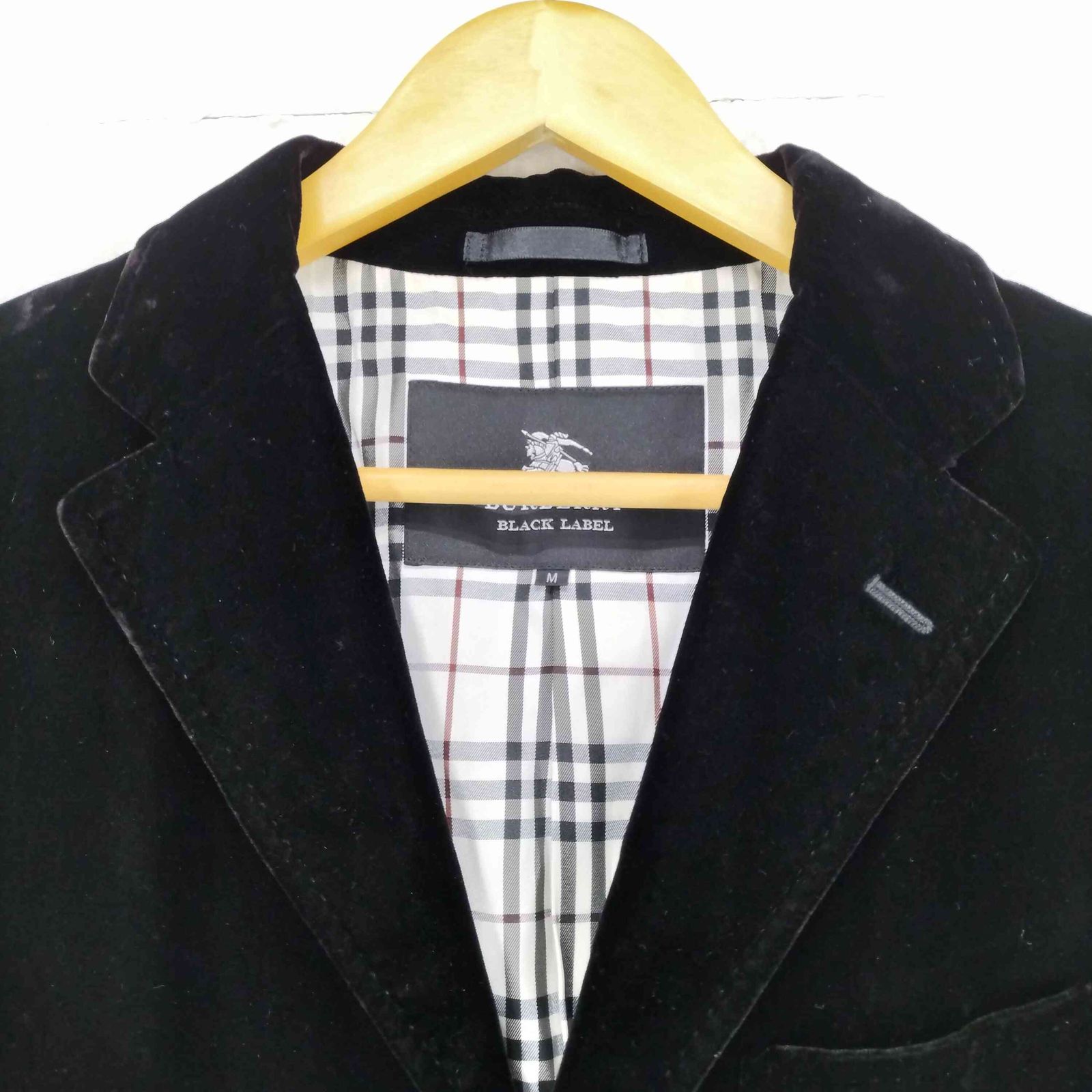 バーバリーブラックレーベル チェスターコート ベロア ノバチェック ブラック M バーバリーブラックレーベル BURBERRY BLACK LABEL 裏地ノヴァ