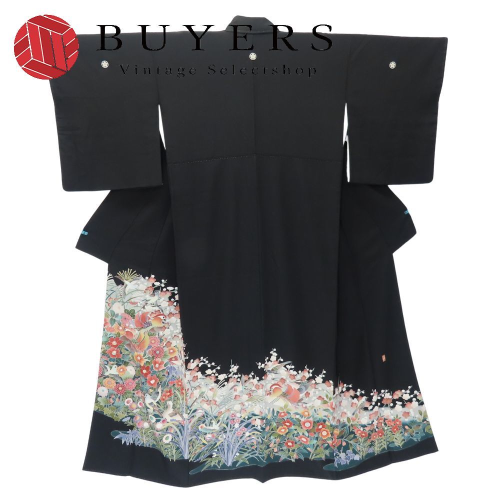 留袖 正絹 ブラック 落款あり 礼装 作家物 和装 呉服 和服 きもの レディース 女性
