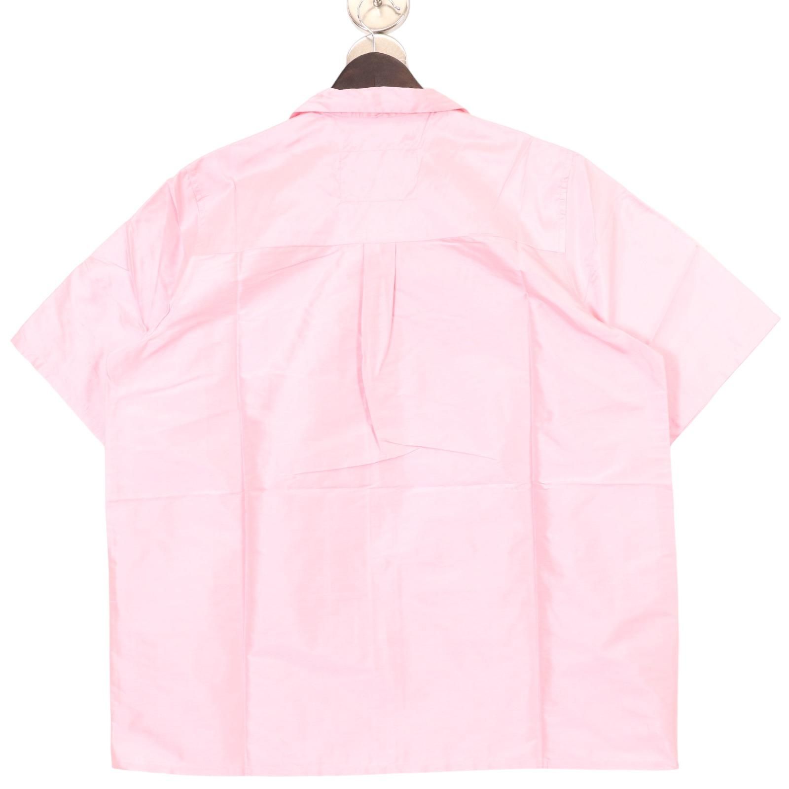カミエルフォートヘンス ピンク オープンカラー スクール シルク半袖シャツ M