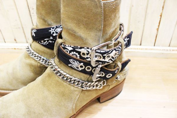 3085☆AMIRI/アミリ BANDANA BUCKLE BOOT バンダナバックル スウェード ブーツ ベージュ サイズ42 (26.5cm程度)  ジャスティンビーバー☆ - メルカリ