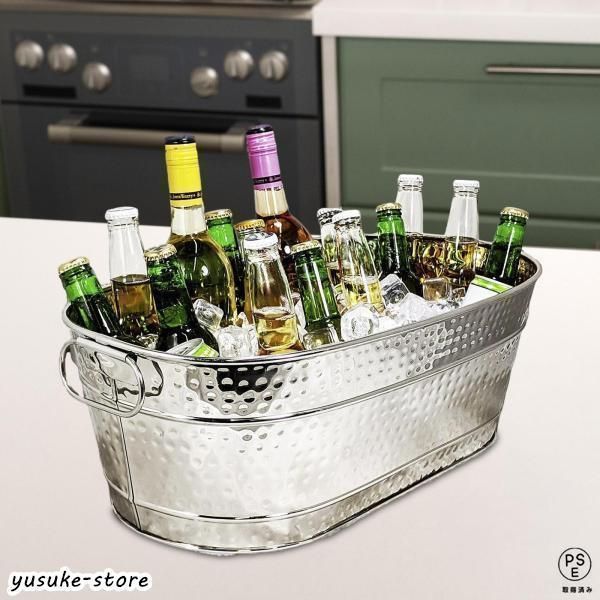 ワイン ハンドル付き 金属ドリンクバケツ 亜鉛メッキ楕円形 カクテル ビール パーティー用 ホテル用 飲料用浴槽 アイスバケツ ビールバケツ