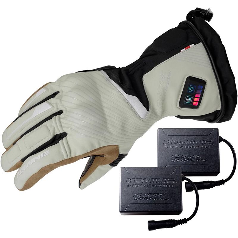 メーカー KOMINE コミネ バイク用電熱グローブ 08-2155 EK-2155 グローブ-バッテリー XL ライトグレー ブラック