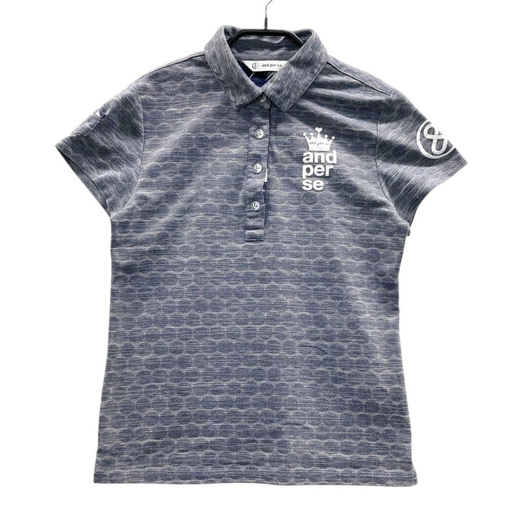 サイズ：M AND PER SE アンパスィ 半袖ポロシャツ 総柄 グレー系