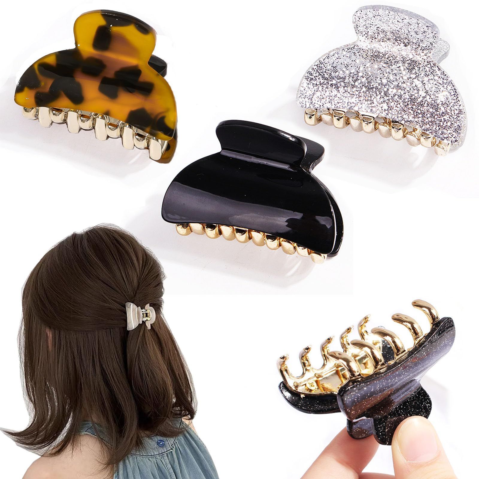 数量 髪飾りクリップ ヘア ヘアアレンジ おしゃれヘアクロー ヘアバレッタしっかり髪留め サイドクリップ バンスクリップ おしゃれ小型3本Mix 小さめ ハーフアップ髪飾り3 pcs Aollaaミニヘアクリップ