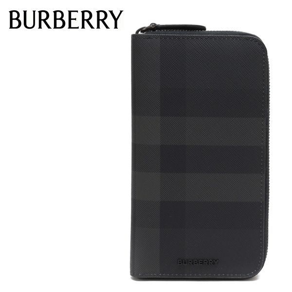 24SSモデル バーバリー BURBERRY  LG ZIG チェック ラウンドジップウォレット 長財布【CHARCOAL】 8070254  CHARCOAL/【2024SS】m-wallet