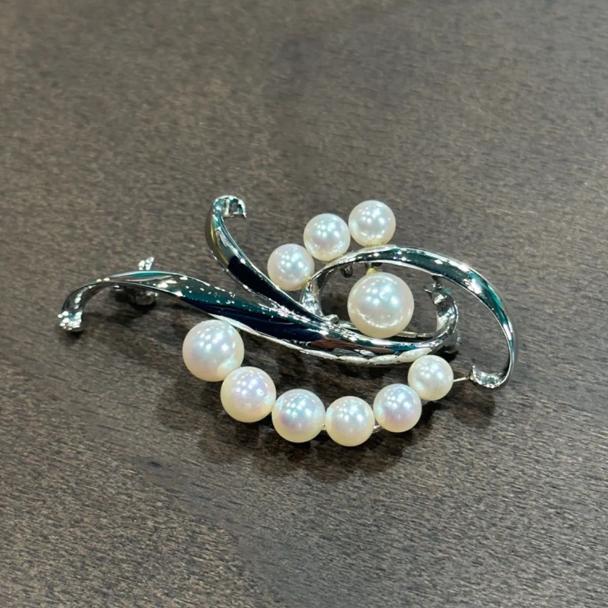 MIKIMOTO ミキモト アコヤ真珠５珠パールブローチ☆シルバー♧新品現行 ...