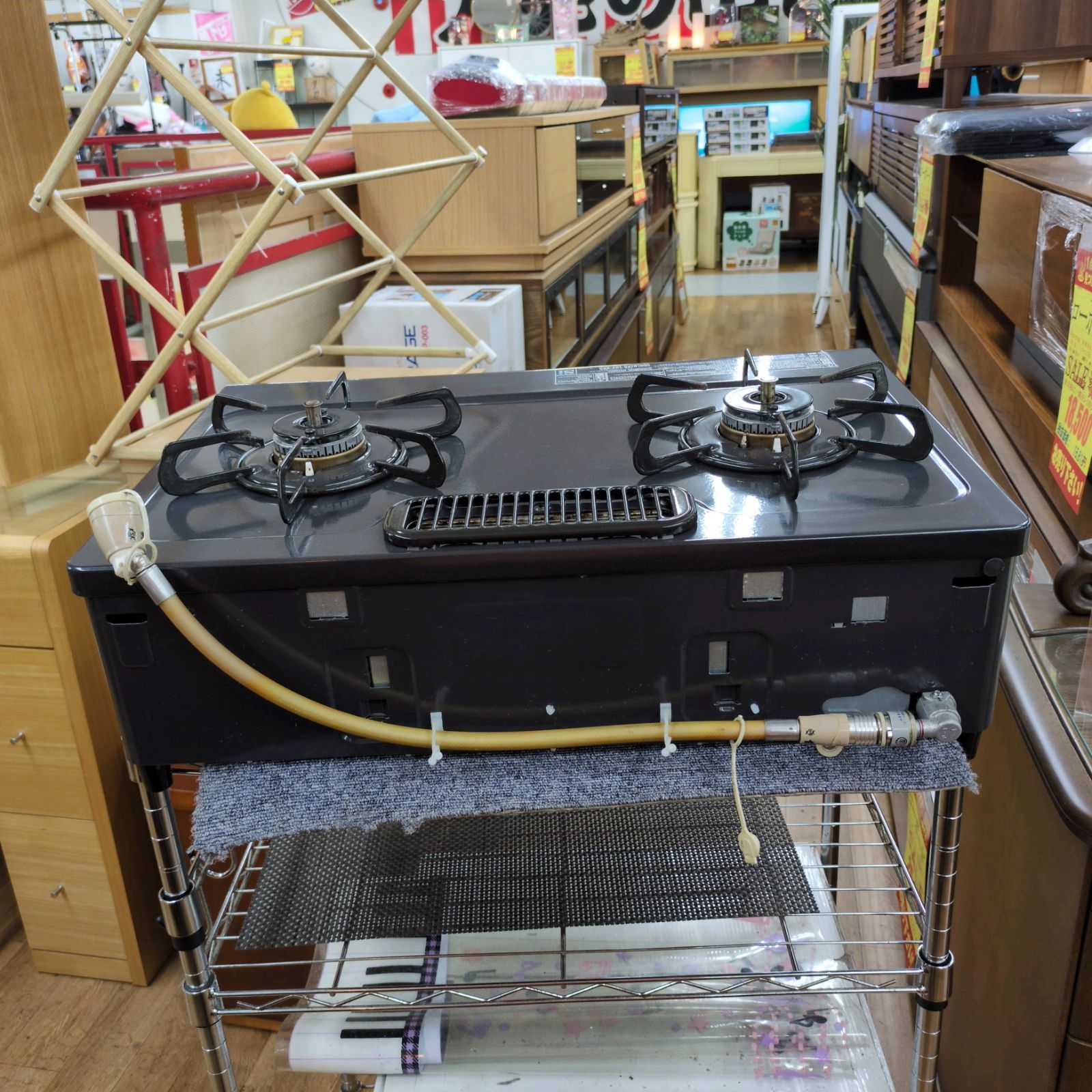 J025 ☆つまみﾎﾞﾀﾝ欠品☆パロマ☆都市ガスコンロ☆水無し片面焼きグリル