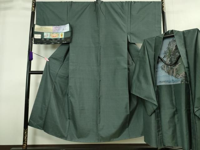 平和屋着物 上 男性 本場大島紬 アンサンブル 長羽織 藍愛つかみ 大河 宮脇兼太郎商店謹製 証紙付き ♥ DZAA8538kh5