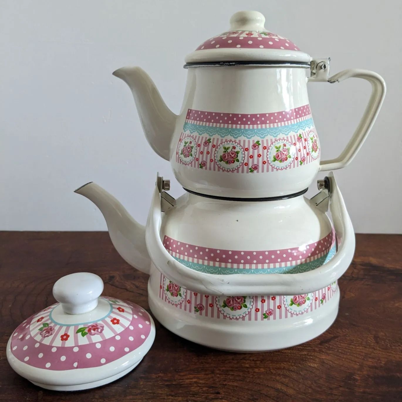 NEW トルコ製 レトロ チャイダンルック 琺瑯ポット