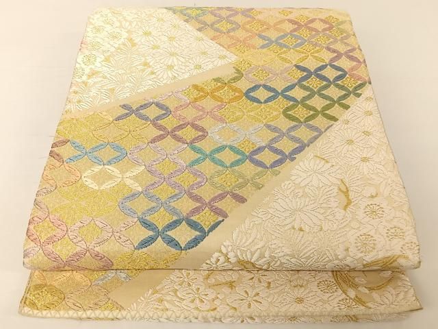 平和屋着物●西陣　丸勇　つづれ唐織　六通柄袋帯　四君子　金糸　正絹　逸品　AABA2575np 平和屋着物○西陣 丸勇 つづれ唐織 六通柄袋帯 四君子 金糸 正絹 逸品