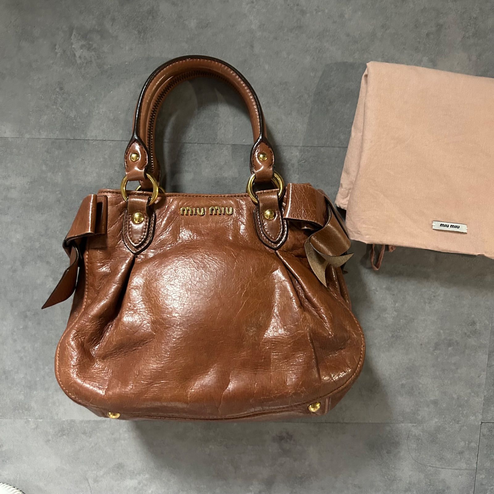 超希少❗️】miu miu レザーハンドバッグ ハンドバッグ ブラウン